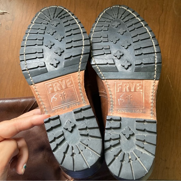 *Defect* Frye 9M Dorado Lug Riding Boots Brown w/ Rabbit Fur - Picture 13 of 15